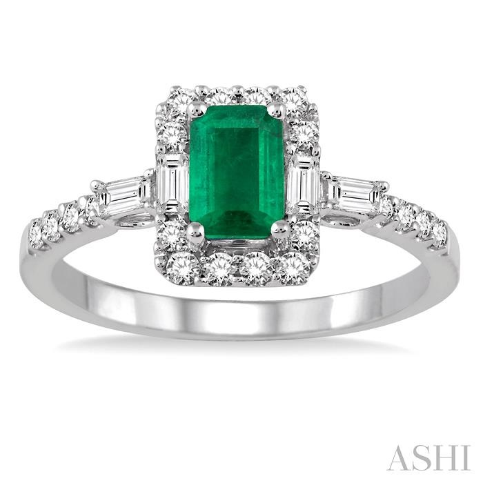 Emerald Shape Gemstone & Halo Diamond Ring-2