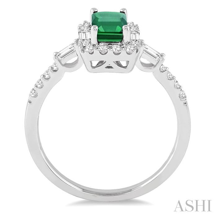 Emerald Shape Gemstone & Halo Diamond Ring-3