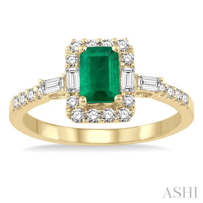 Emerald Shape Gemstone & Halo Diamond Ring-2