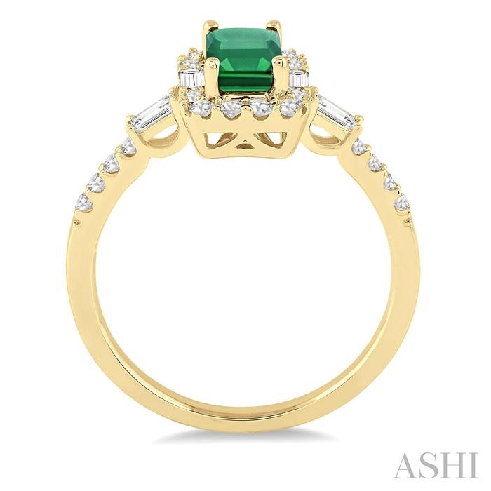 Emerald Shape Gemstone & Halo Diamond Ring-3