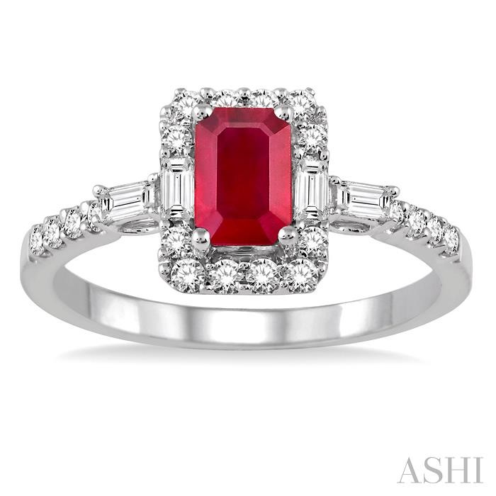 Emerald Shape Gemstone & Halo Diamond Ring-2