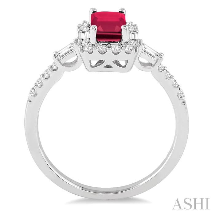 Emerald Shape Gemstone & Halo Diamond Ring-3