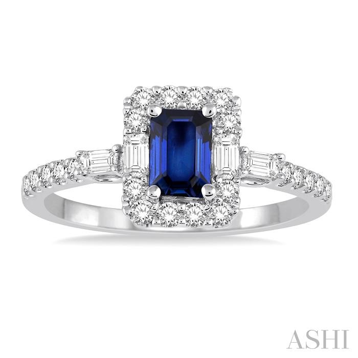 Emerald Shape Gemstone & Halo Diamond Ring-2
