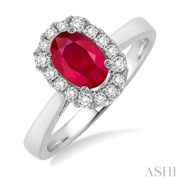 OVAL SHAPE GEMSTONE & DIAMOND RING