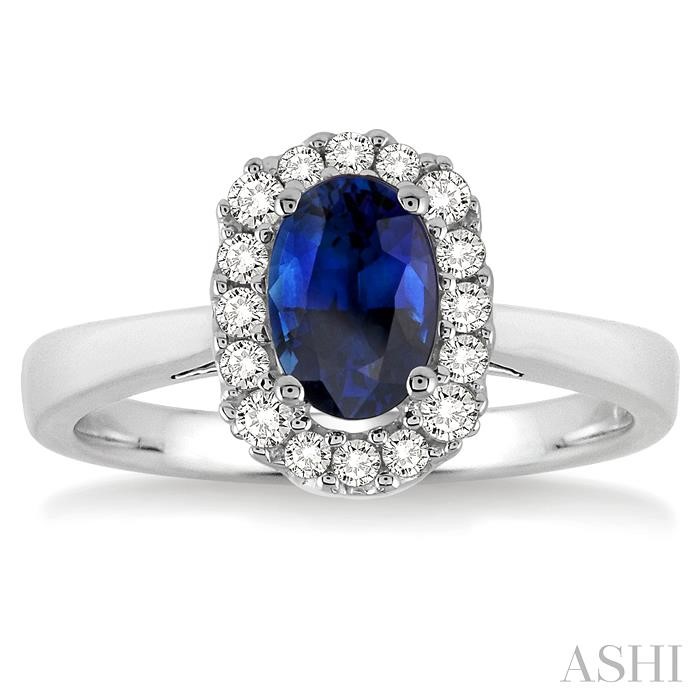 Oval Shape Gemstone & Halo Diamond Ring-2