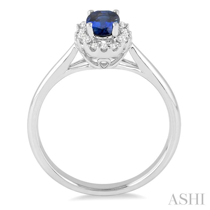 Oval Shape Gemstone & Halo Diamond Ring-3