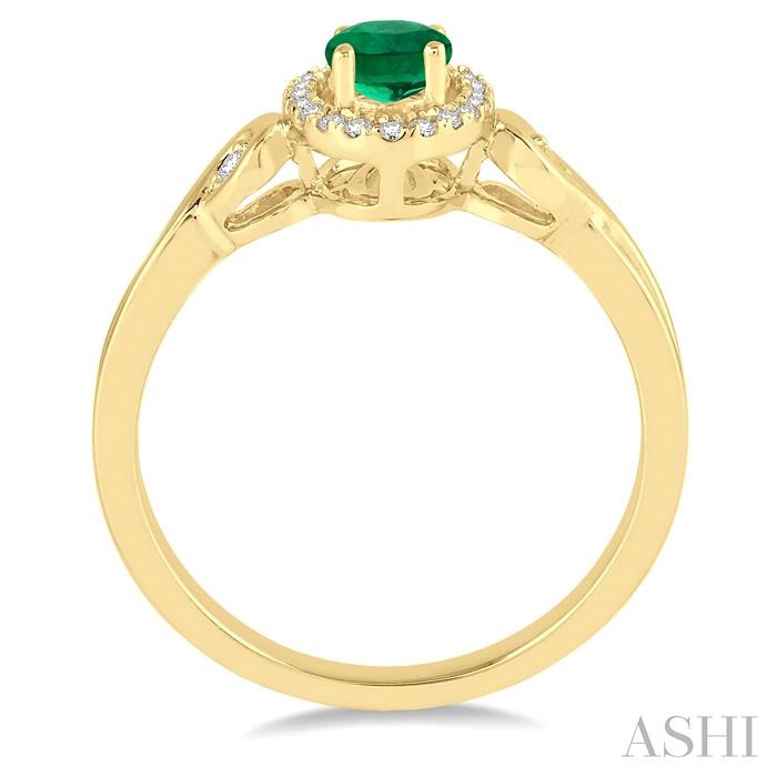 Oval Shape Gemstone & Halo Diamond Ring-3