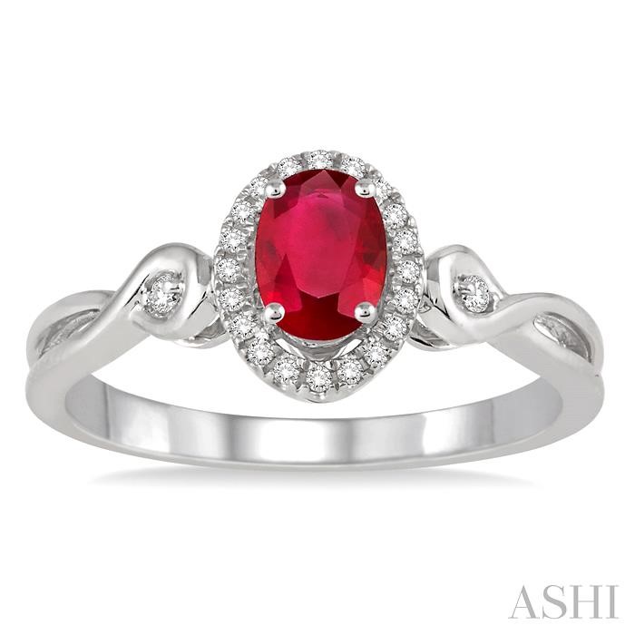 Oval Shape Gemstone & Halo Diamond Ring-2