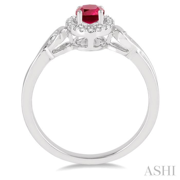 Oval Shape Gemstone & Halo Diamond Ring-3