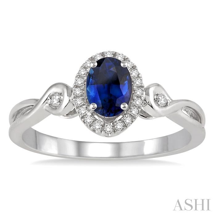 Oval Shape Gemstone & Halo Diamond Ring-2