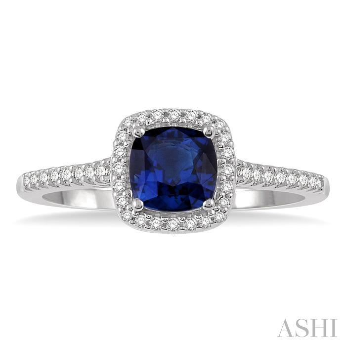 Cushion Shape Gemstone & Halo Diamond Ring-2