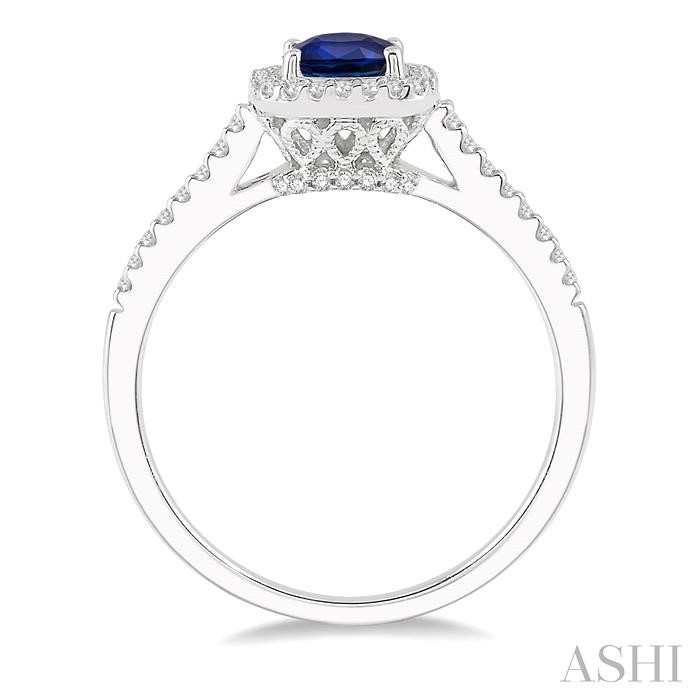 Cushion Shape Gemstone & Halo Diamond Ring-3