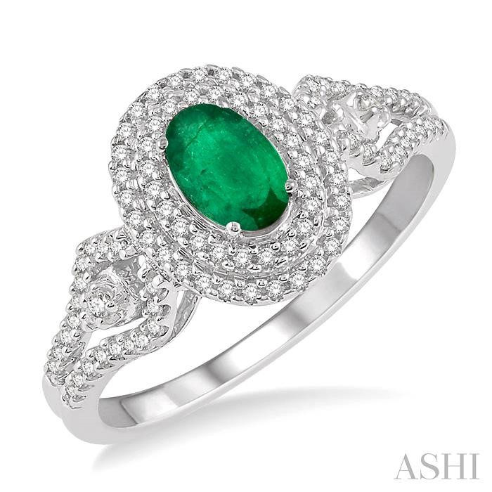 Oval Shape Gemstone & Halo Diamond Ring