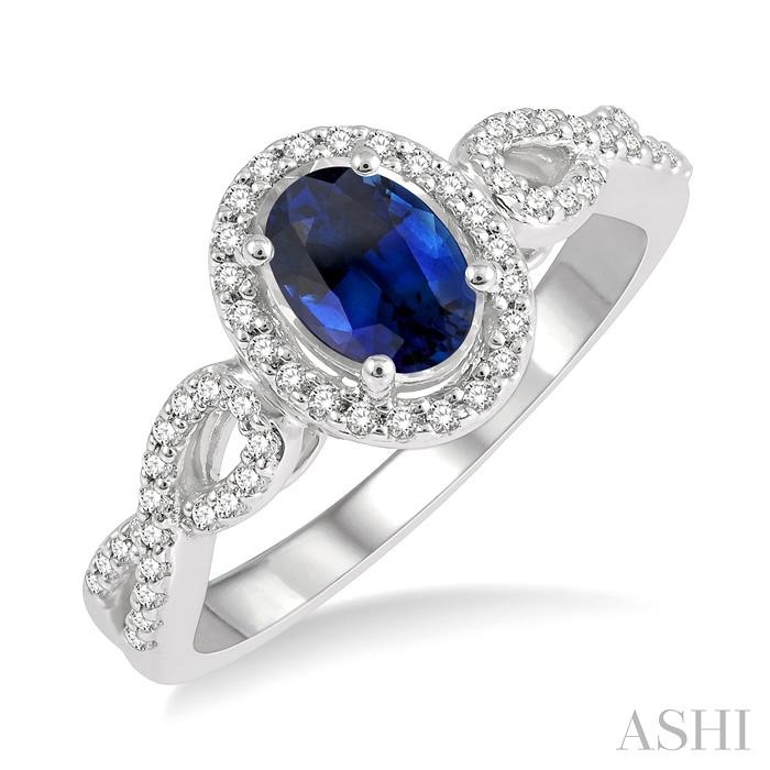 OVAL SHAPE GEMSTONE & HALO DIAMOND RING