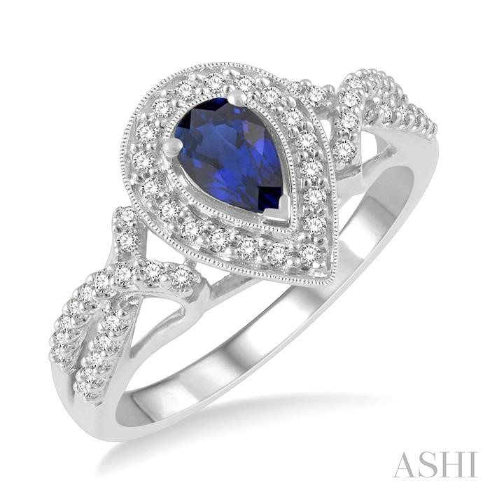 PEAR SHAPE GEMSTONE & DIAMOND RING