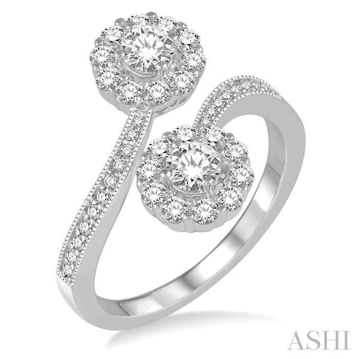 2 STONE DIAMOND FASHION OPEN RING
