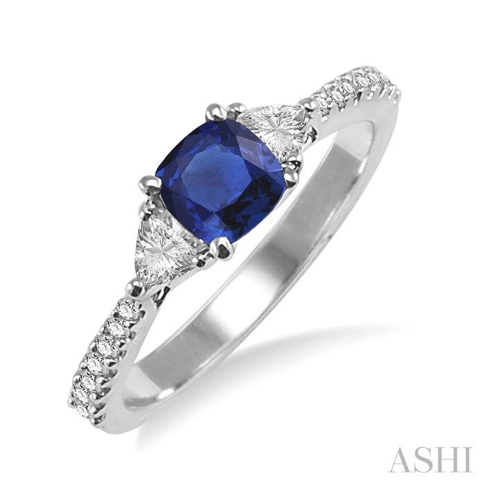 CUSHION SHAPE GEMSTONE & DIAMOND RING