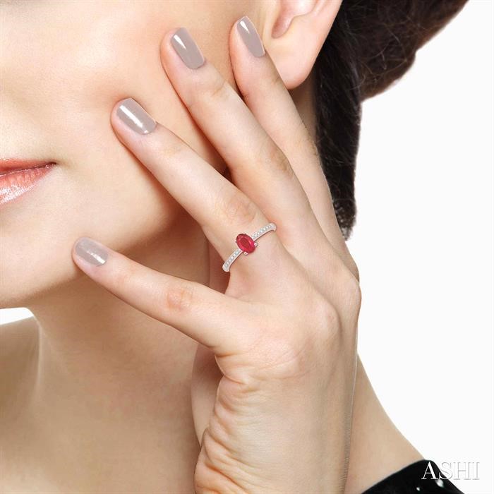 Oval Shape Gemstone & Diamond Ring-4