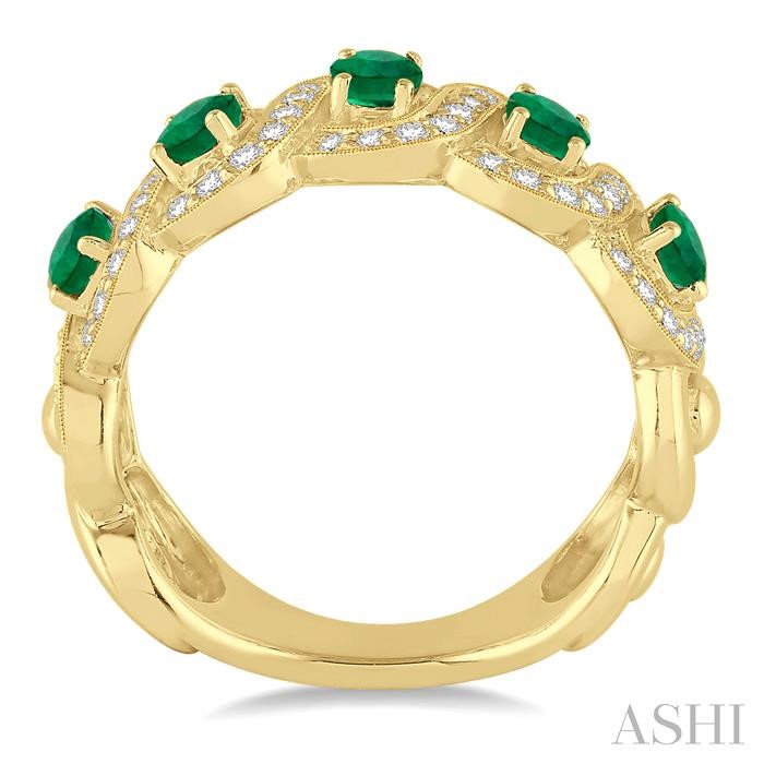 Oval Shape 5 Gemstone & Diamond Wedding Band-3
