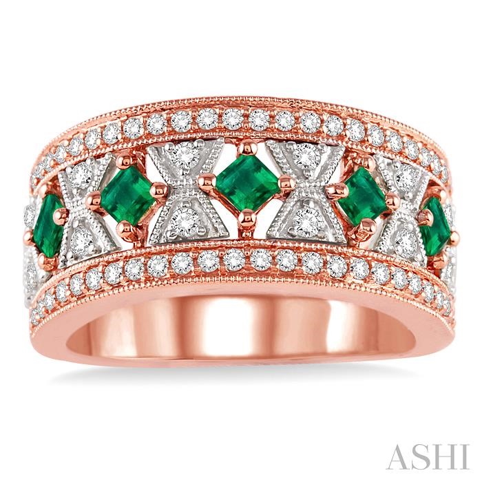 Princess Shape Gemstone & Diamond Fashion Band-2