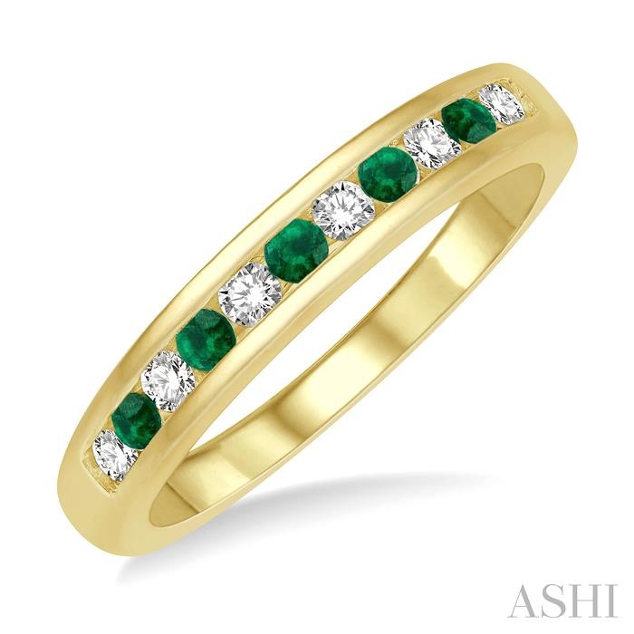 CHANNEL SET ALTERNATE GEMSTONE & DIAMOND WEDDING BAND