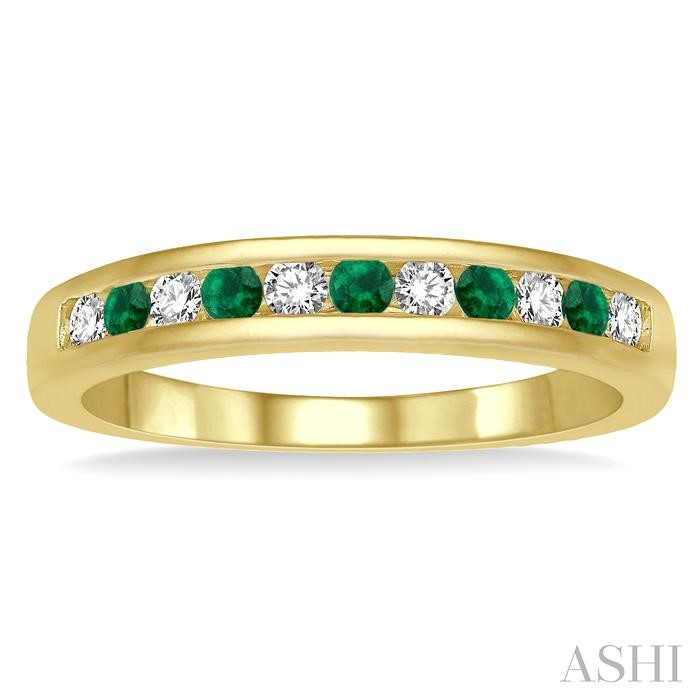 Channel Set Alternate Gemstone & Diamond Wedding Band