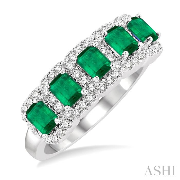 5 GEMSTONE & HALO DIAMOND WEDDING BAND