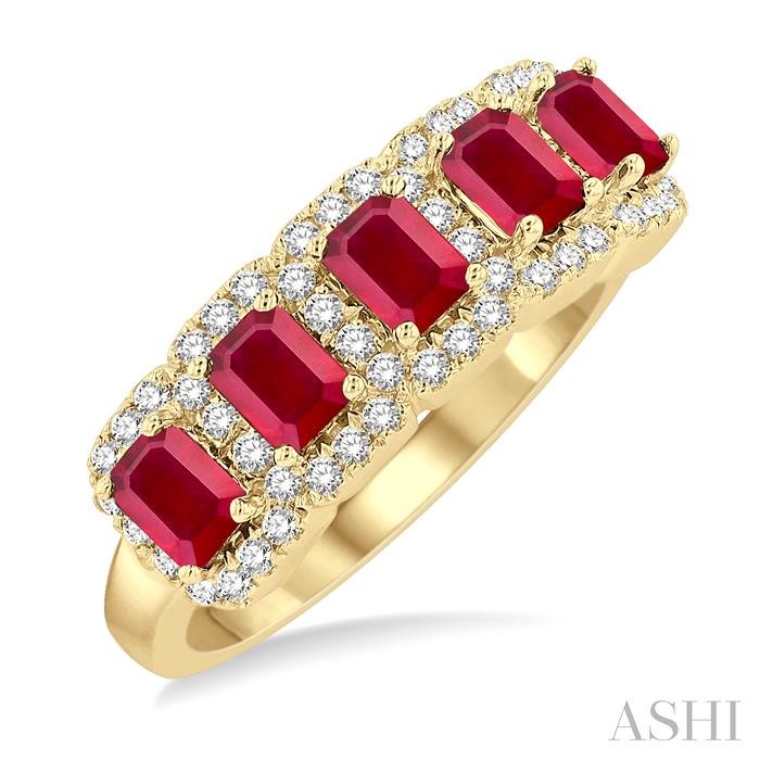 5 GEMSTONE & HALO DIAMOND WEDDING BAND