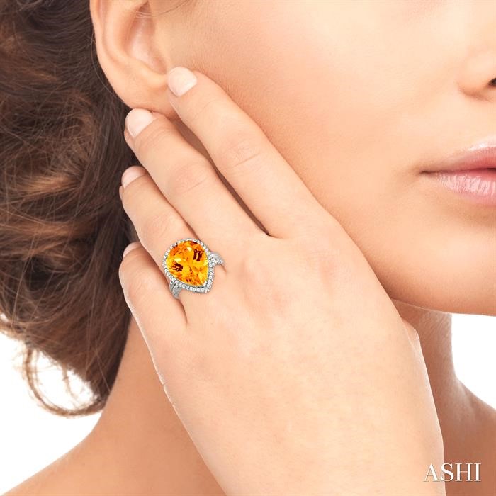 Pear Shape Gemstone & Halo Diamond Ring
