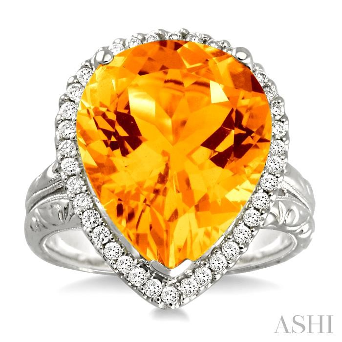 Pear Shape Gemstone & Halo Diamond Ring