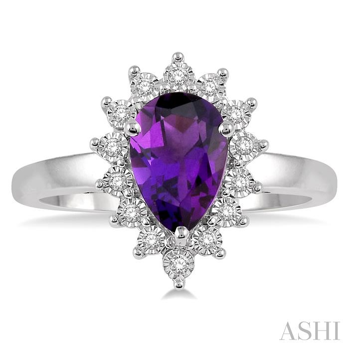 Pear Shape Gemstone & Halo Diamond Ring-2
