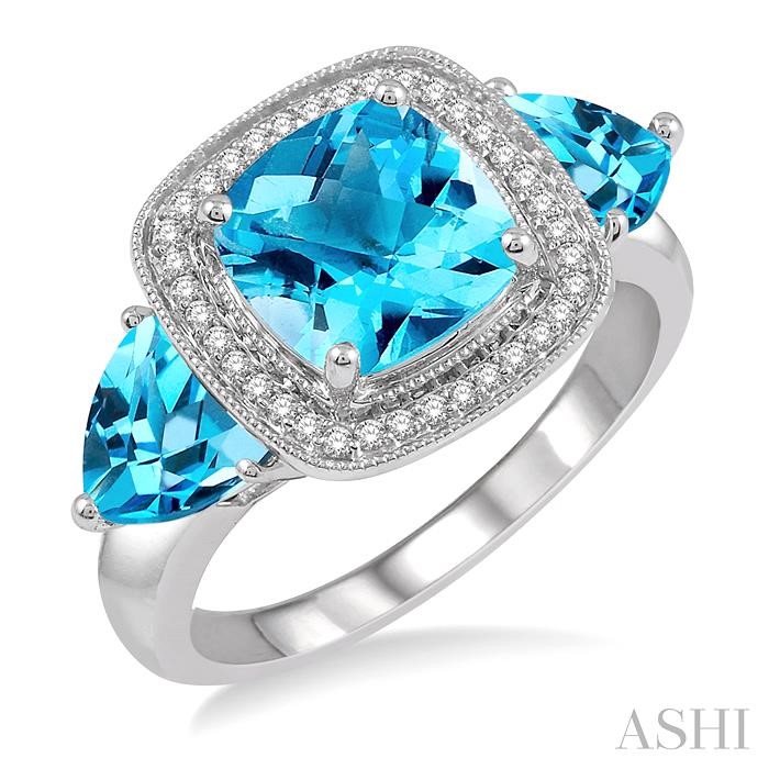 CUSHION SHAPE GEMSTONE & HALO DIAMOND RING