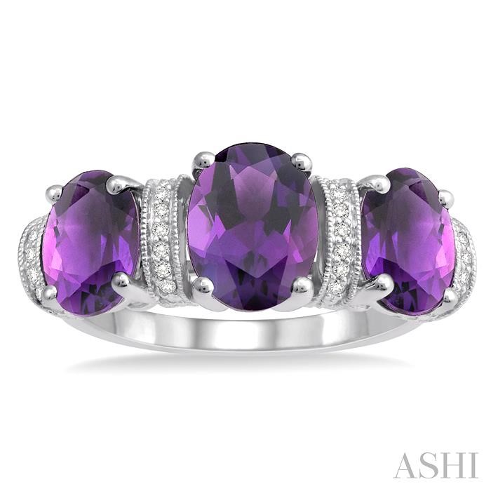 Oval Shape Past Present & Future Gemstone & Diamond Ring-2