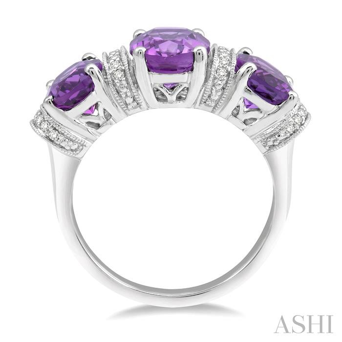 Oval Shape Past Present & Future Gemstone & Diamond Ring-3