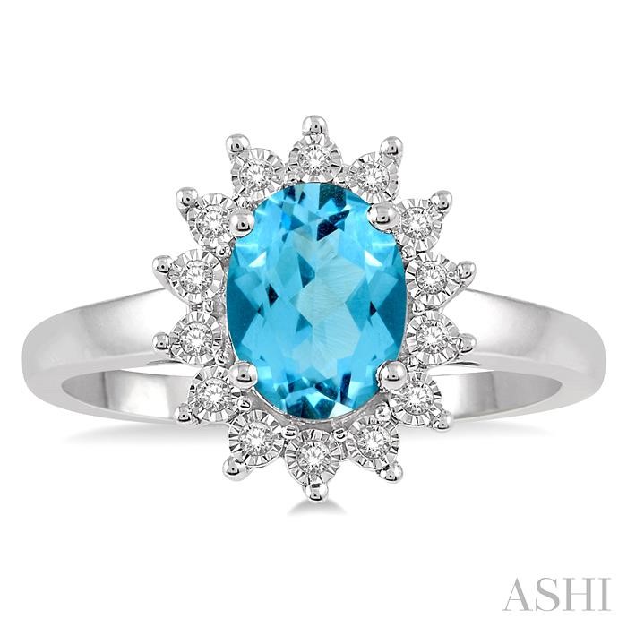 Oval Shape Gemstone & Halo Diamond Ring-2