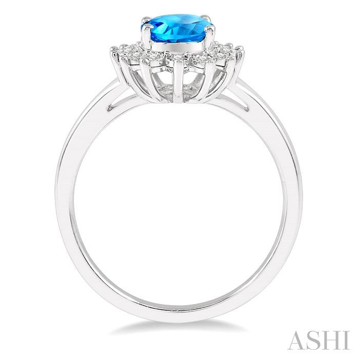 Oval Shape Gemstone & Halo Diamond Ring-3