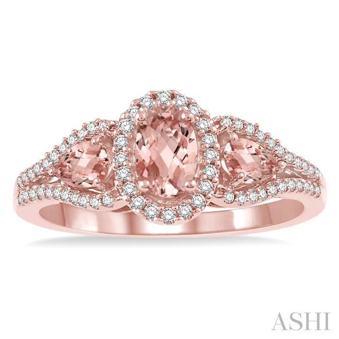 Oval Shape Gemstone & Halo Diamond Ring-2