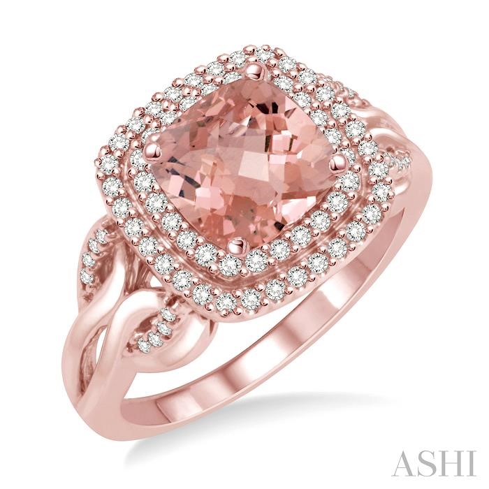 GEMSTONE & HALO DIAMOND RING
