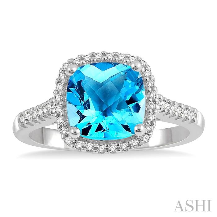 Cushion Shape Gemstone & Halo Diamond Ring-2