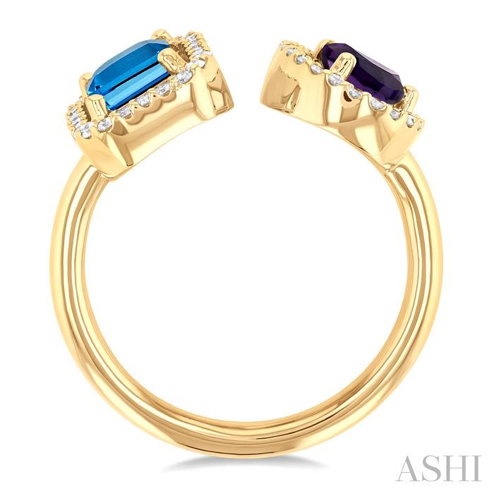 Toi Et Moi Gemstone & Halo Diamond Fashion Open Ring-3