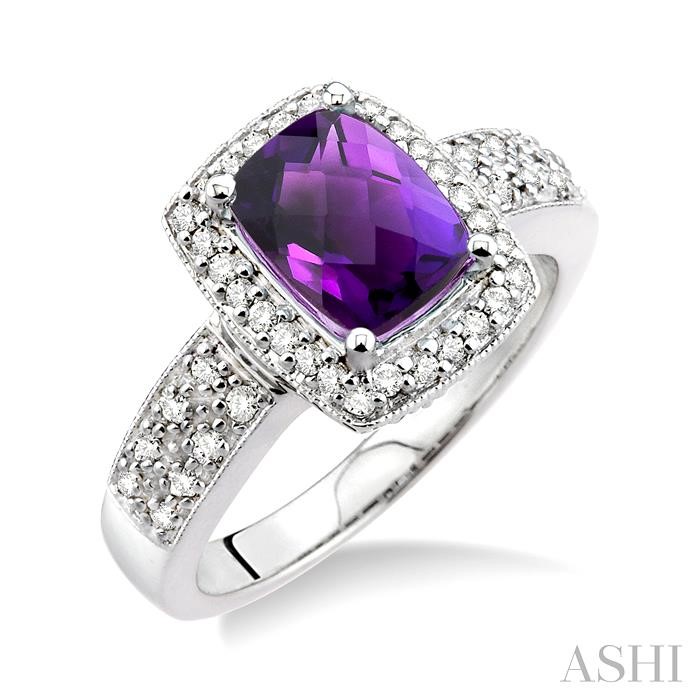 GEMSTONE & HALO DIAMOND RING
