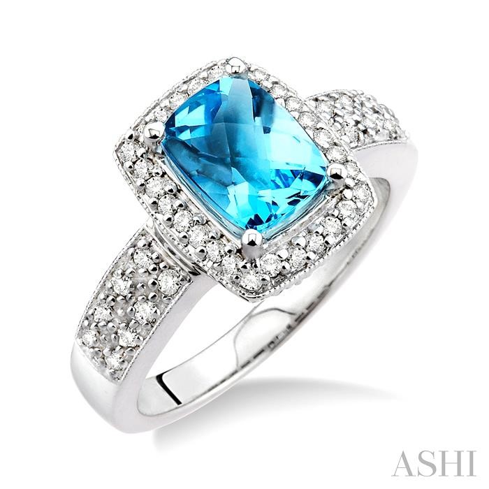 GEMSTONE & HALO DIAMOND RING