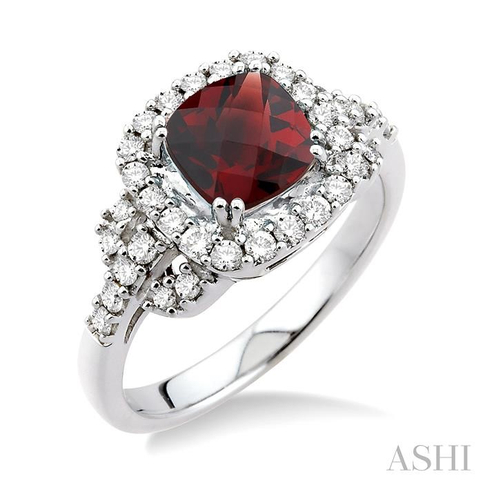 GEMSTONE & HALO DIAMOND RING