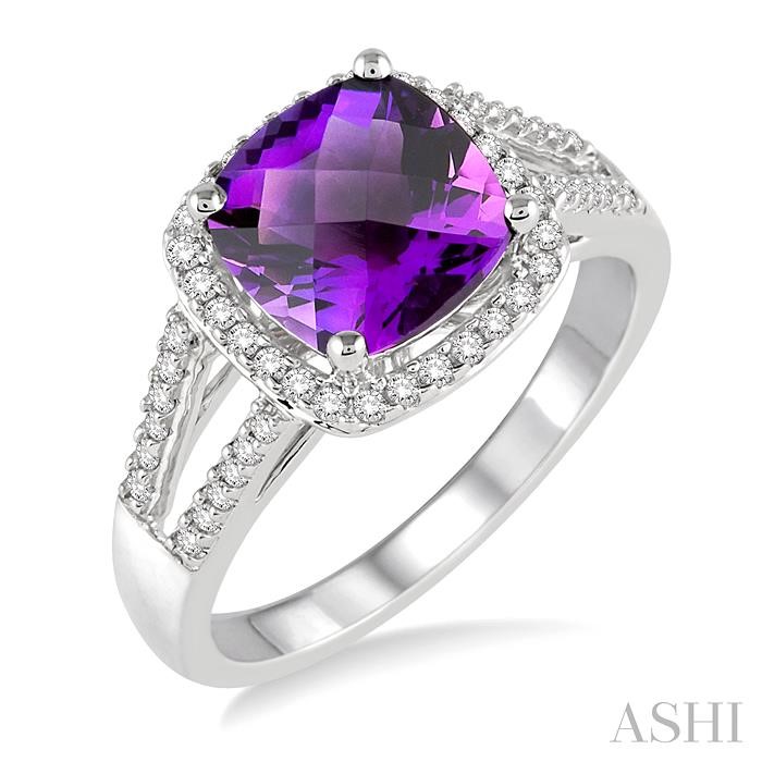 Cushion Shape Gemstone & Halo Diamond Ring