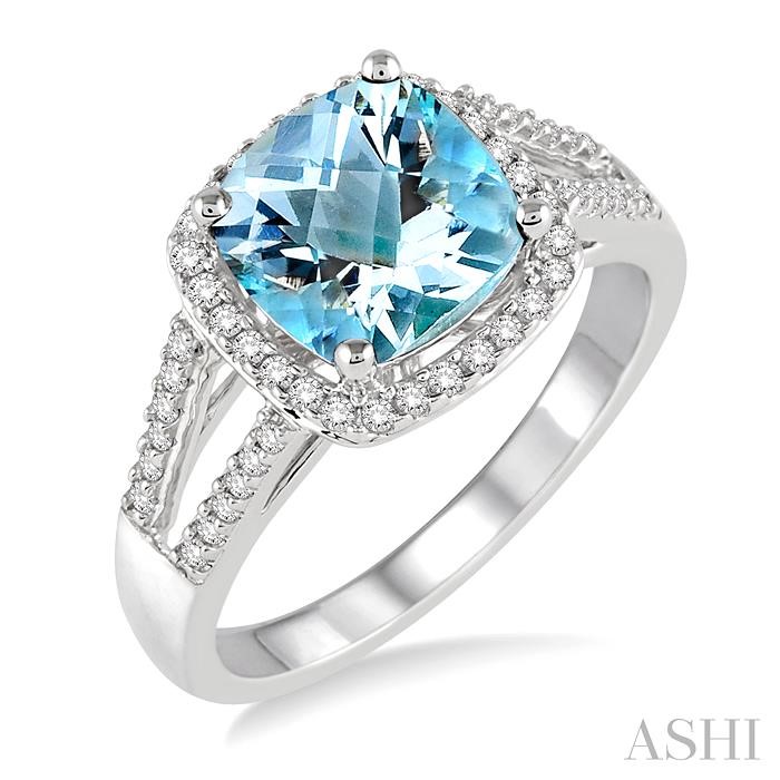 CUSHION SHAPE GEMSTONE & HALO DIAMOND RING