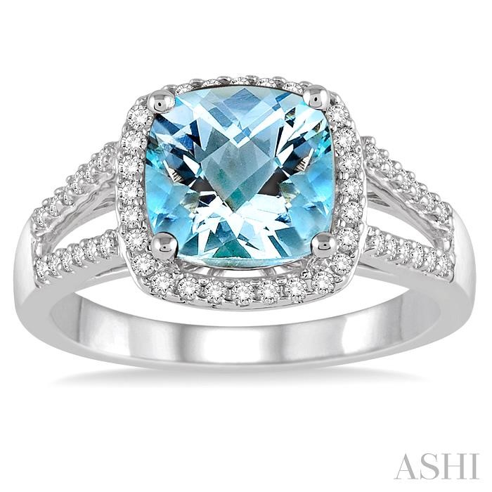 Cushion Shape Gemstone & Halo Diamond Ring-2