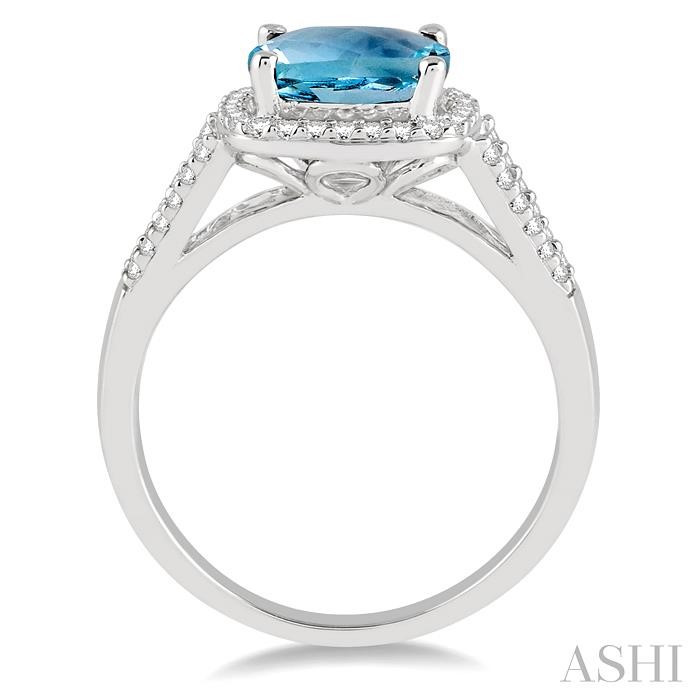 Cushion Shape Gemstone & Halo Diamond Ring-3