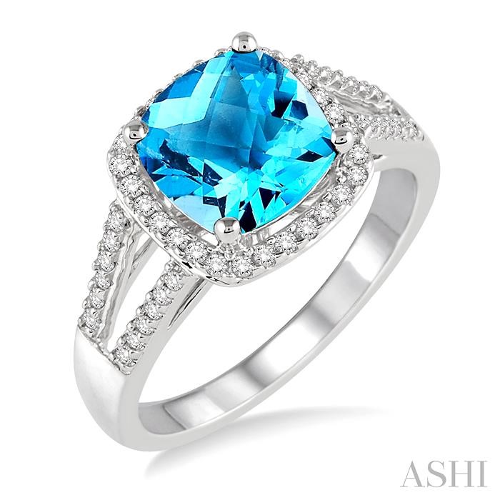 Cushion Shape Gemstone & Halo Diamond Ring