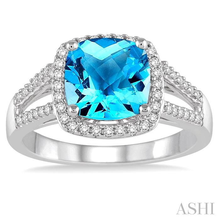 Cushion Shape Gemstone & Halo Diamond Ring-2