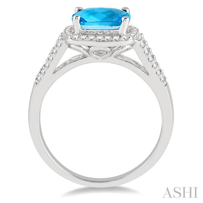 Cushion Shape Gemstone & Halo Diamond Ring-3